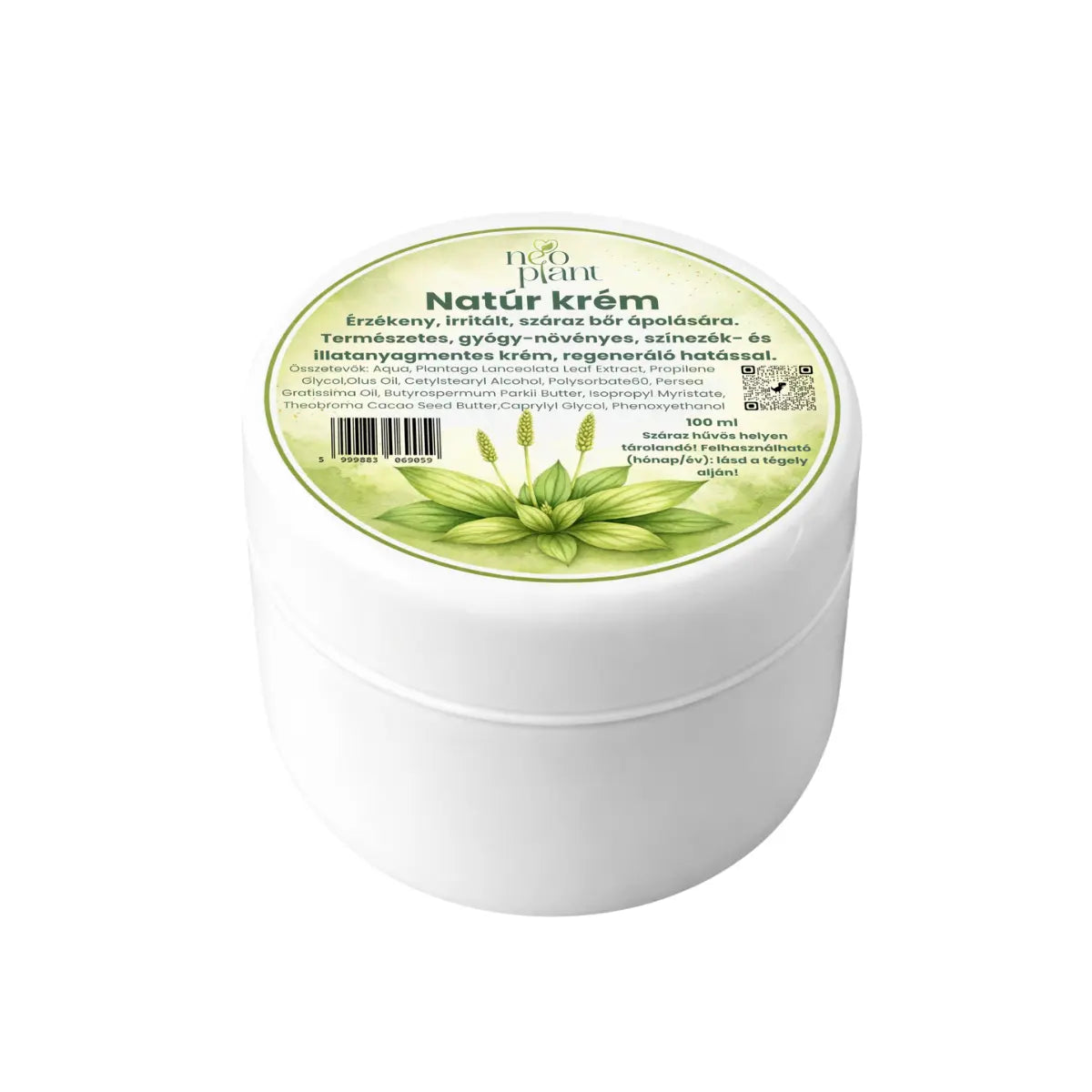 Neoplant Natur Krém 100 ml – természetes növényi bőrkrém irritált, száraz, viszkető, érzékeny és problémás bőr ápolására, a bőrbarrier támogatására