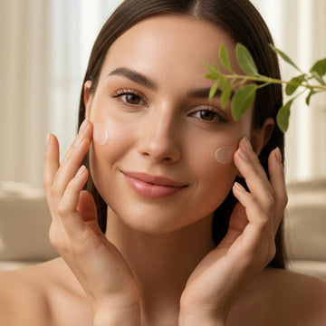 Nő természetes arckrémet visz fel – Neoplant natúr bőrápolás száraz, érzékeny bőrre